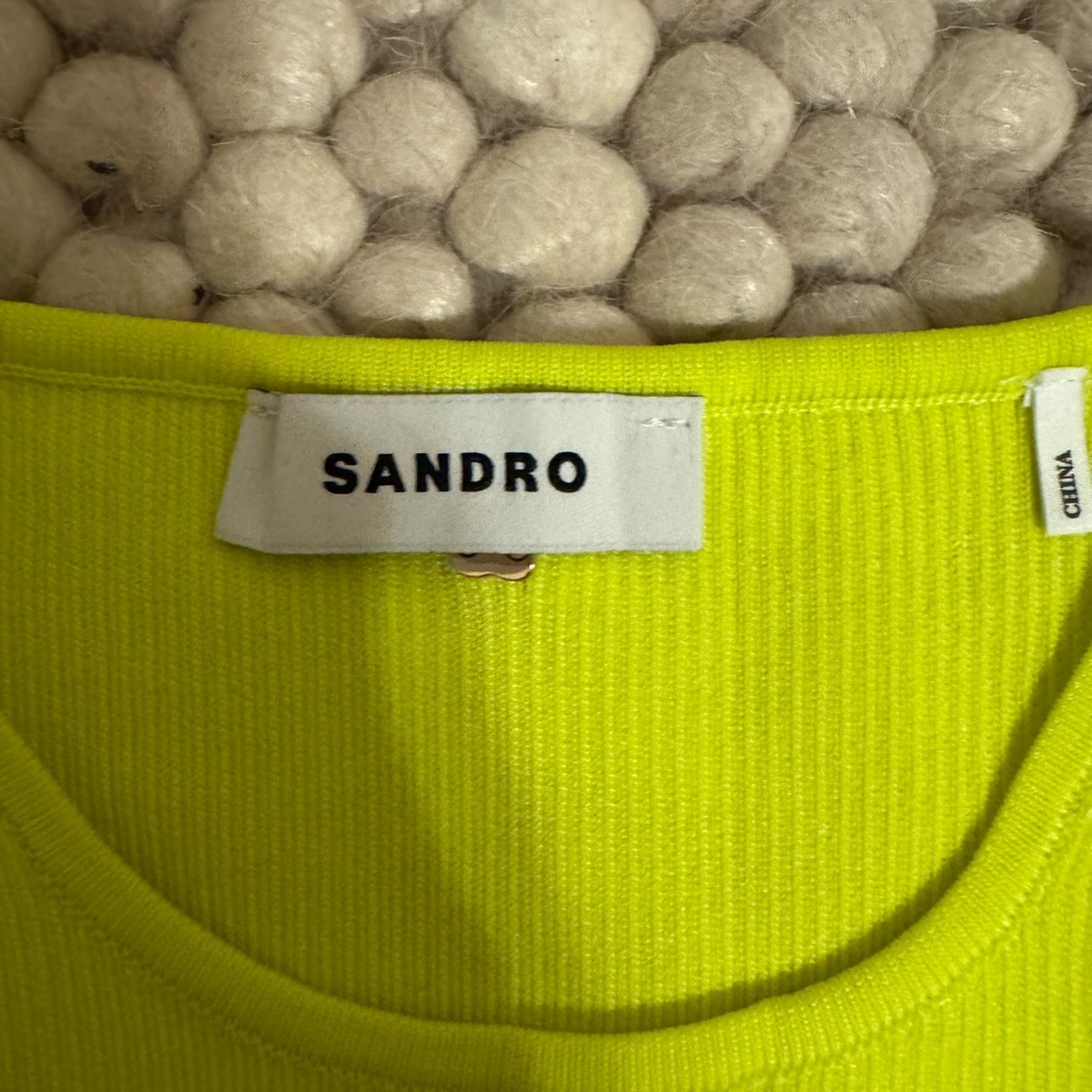 Sandro Neon Lime Ribbed Cropped Tank - Picture 2 of 6